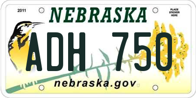 NE license plate ADH750