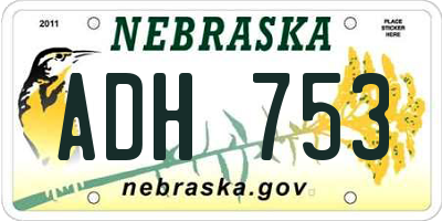 NE license plate ADH753