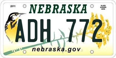 NE license plate ADH772