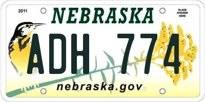 NE license plate ADH774