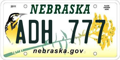 NE license plate ADH777