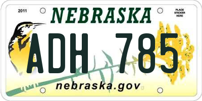 NE license plate ADH785