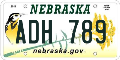 NE license plate ADH789