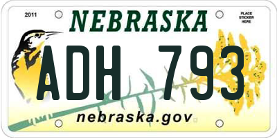 NE license plate ADH793