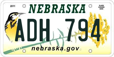 NE license plate ADH794