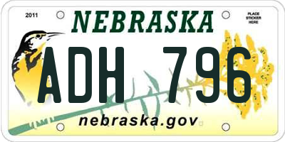 NE license plate ADH796