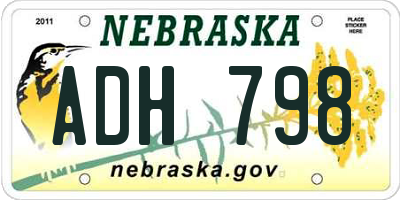 NE license plate ADH798