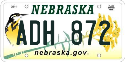 NE license plate ADH872