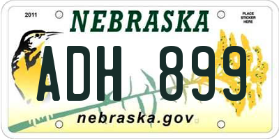 NE license plate ADH899