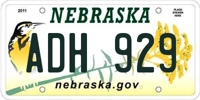 NE license plate ADH929