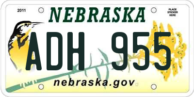 NE license plate ADH955