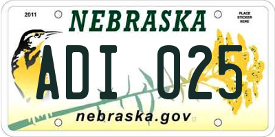 NE license plate ADI025