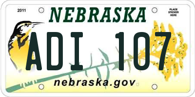 NE license plate ADI107