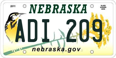 NE license plate ADI209