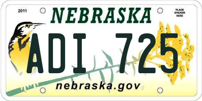 NE license plate ADI725