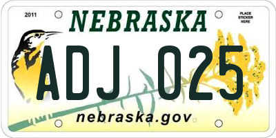 NE license plate ADJ025