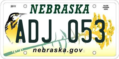 NE license plate ADJ053
