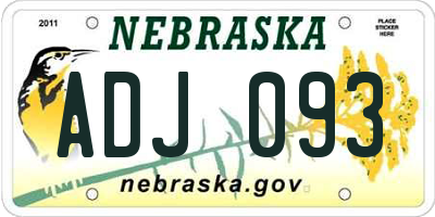 NE license plate ADJ093