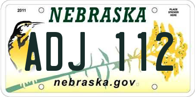 NE license plate ADJ112