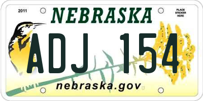 NE license plate ADJ154