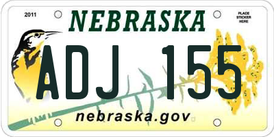 NE license plate ADJ155
