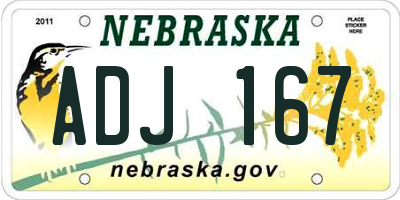 NE license plate ADJ167