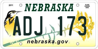 NE license plate ADJ173