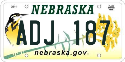 NE license plate ADJ187