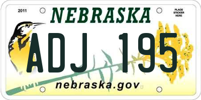NE license plate ADJ195