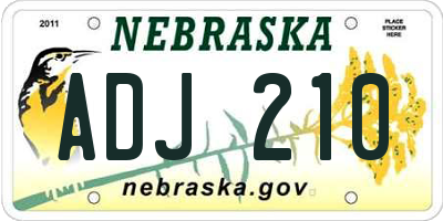 NE license plate ADJ210