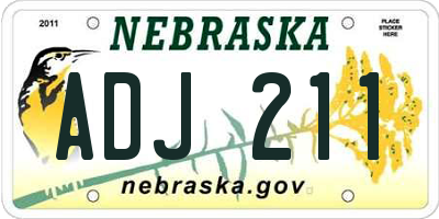 NE license plate ADJ211