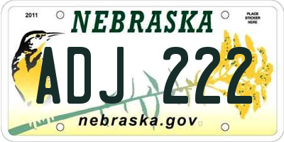 NE license plate ADJ222