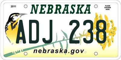 NE license plate ADJ238