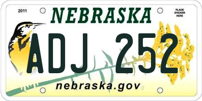 NE license plate ADJ252