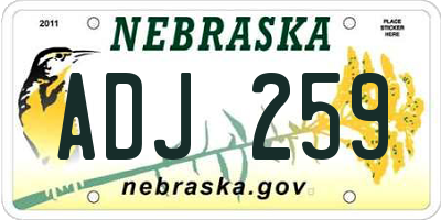 NE license plate ADJ259