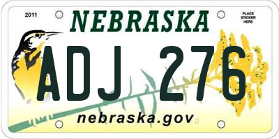 NE license plate ADJ276