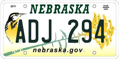 NE license plate ADJ294