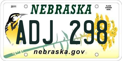 NE license plate ADJ298