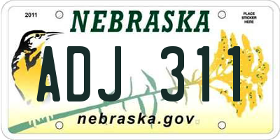 NE license plate ADJ311