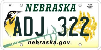 NE license plate ADJ322