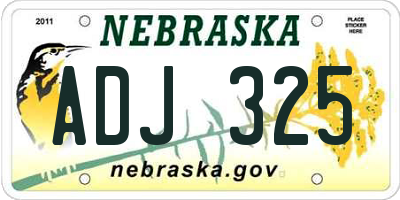 NE license plate ADJ325