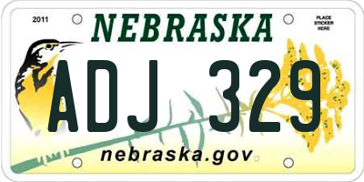 NE license plate ADJ329