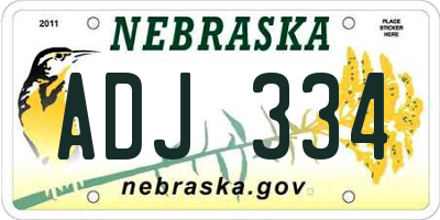 NE license plate ADJ334