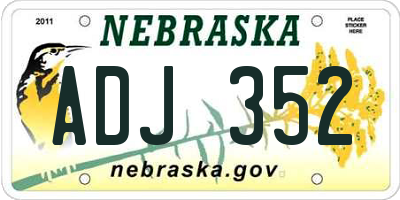NE license plate ADJ352