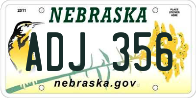 NE license plate ADJ356