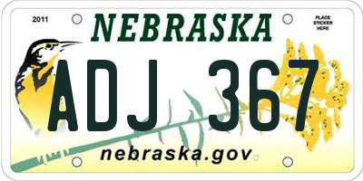 NE license plate ADJ367