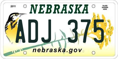NE license plate ADJ375