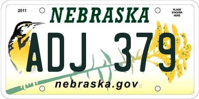 NE license plate ADJ379