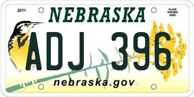 NE license plate ADJ396