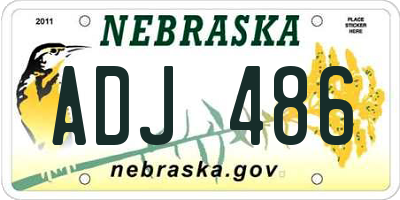 NE license plate ADJ486
